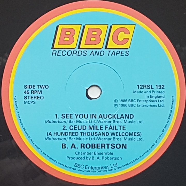 12 RSL 192 Ceud mile failte (Commonwealth games '86) B. A. Robertson from the BBC records and Tapes library Label